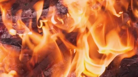 Close-up of an orange flame. Bright burning fire. Stock Footage 290512249