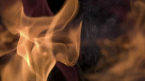 Close up of Orange Flames Burning Logs in a Fire Pit Stock Footage 270309857
