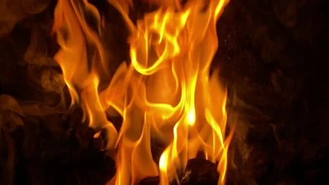 Close up of orange flames Stock Footage 153869904