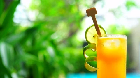 Close up orange juice Stock Footage 149958347