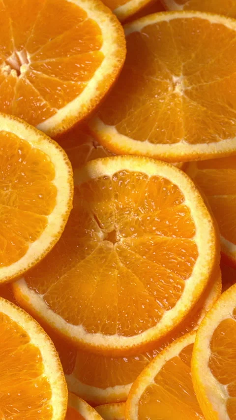 Close-up of orange slices. Vidéo 340605073