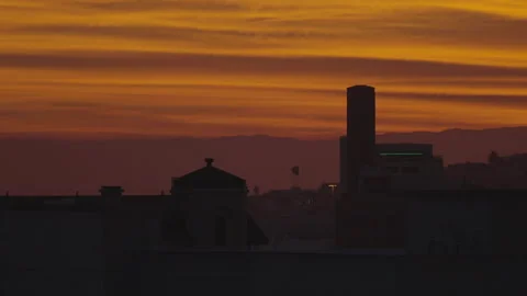 Close-up orange sunset over San Francisco Stock Footage 333194224
