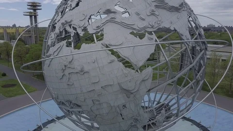 Close Orbit Around the Flushing Meadows Globe Stock Footage 75554849