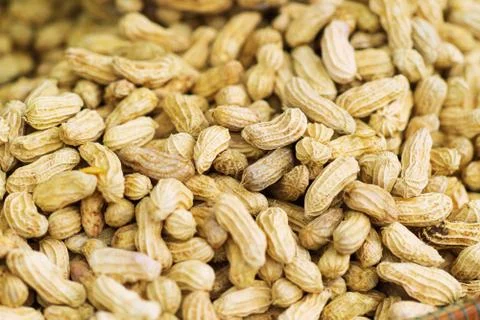Close up of Organic Roasted Peanuts In Shell thai street food market Stock Photos