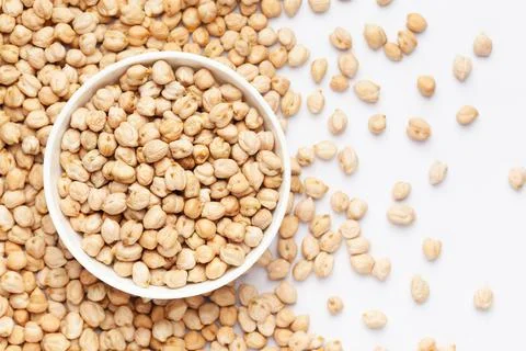Close up of Organic small chana with the gradient of white Bengal gram dal Stock Photos