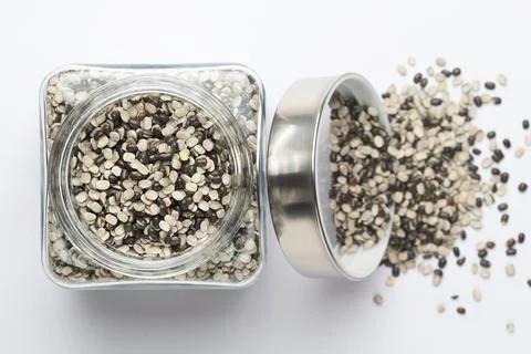 Close up of Organic split black urad dal (Vigna mungo) with shell Stock Photos