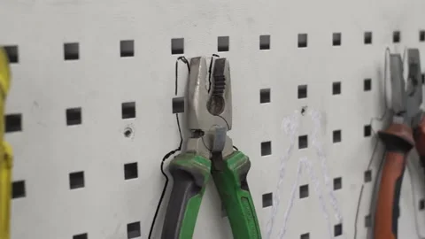 Close up at the organized workbench with different tools and instruments Stock Footage 149980774