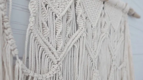 Close-up ornament wicker light macrame Stock Footage 120986598