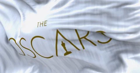 Close-up of The Oscars white flag waving 스톡 일러스트