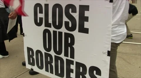 Close Our Borders sign Stock Footage 57463897