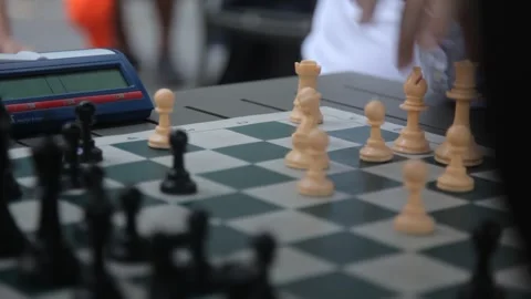 Close-Up of Outdoor Chess Game with Clock Vidéo 341323622