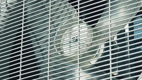 Close up of the outdoor unit of the air conditioner turned on and off. The .. Stock Footage 70567237