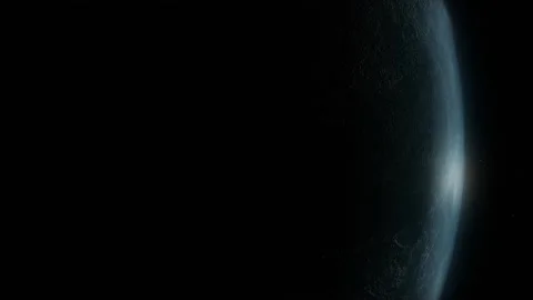 Close-up Outer Space View of Eclipsed  Earth Rotating Into Day Stock Footage 208795078