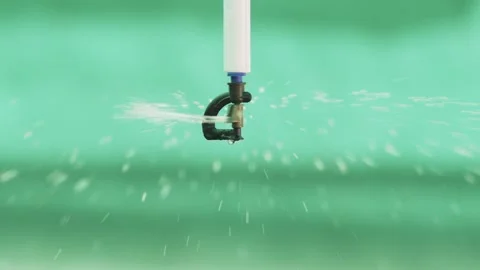 Close up of over head Water sprinkler in Green house Stock Footage 260169288