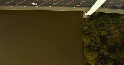Close Up Overhead Shot Of A Bridge. Drone Flying By Stock Footage 86320034