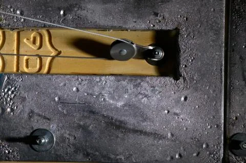 Close up overhead view of assorted steel and wood Stock Photos