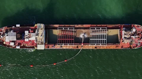 Close up overhead view of dredging process on a ship Stock Footage 338187419