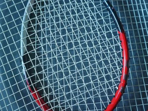 Close-up of overlapping badminton racket strings Stock Photos