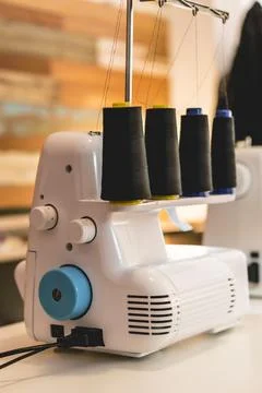 Close-up of an overlock sewing machine Stock Photos