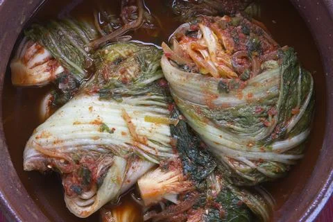 Close up overview of kimchi. Stock Photos
