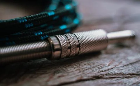 Close Up of a P10 cable, blurry background. Stock Photos