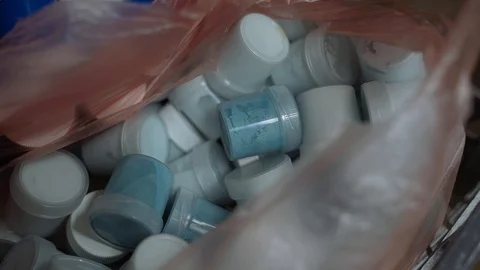 Close-up with a package of gouache paints in the box Stock Footage 102258440
