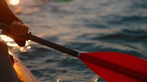 Close-up of a paddle boat at dawn Video stock 91686136