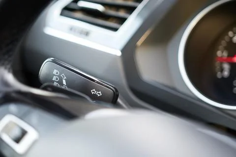 Close-up of the paddle shifter on the steering wheel. A modern car. Stock Photos
