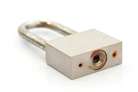 Close up of padlock isolated on white Stock Photos
