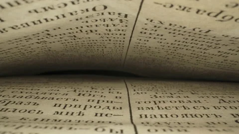 Close-up of the pages of an old book in Russian. Inside the book. Stock Footage 166945106