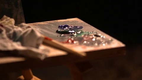 Close up paint with brushes Stock Footage 81044212