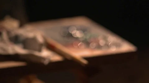 Close up paint with brushes Stock Footage 81044232