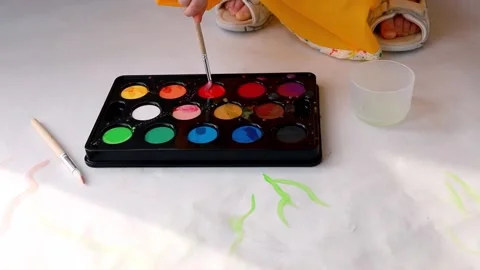 Close-up paint palette Stock Footage 170128862