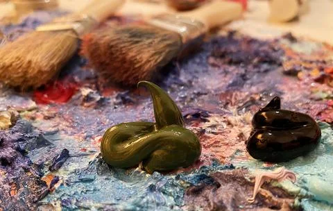 Close-up of paint on palette Stock Photos