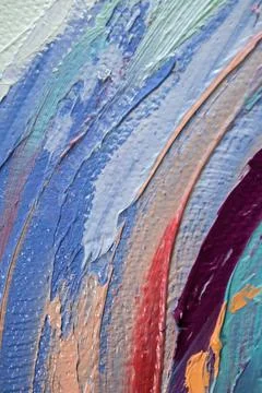 Close-up of paint strokes on canvas during art creation process Stock Photos
