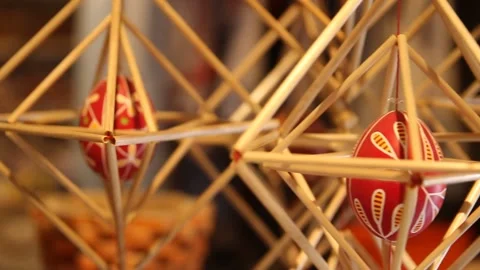 Close-up of painted Easter eggs Stock Footage 154495564