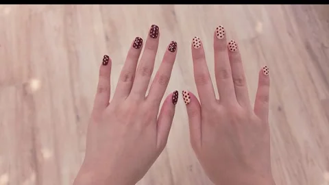 Close-Up of Painted Fingernails Showing Nail Art and Beauty Stock Footage 308210839