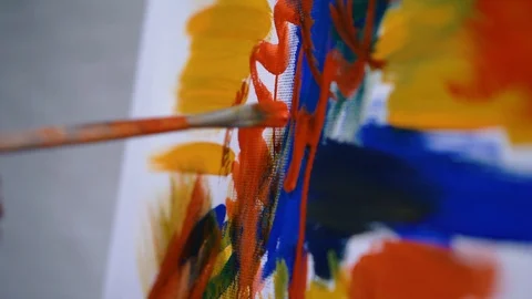 Close-up of painter doing a stroke Stock Footage 90107126