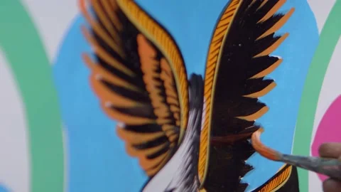 Close-up of painting eagle wings Stock Footage 162951831