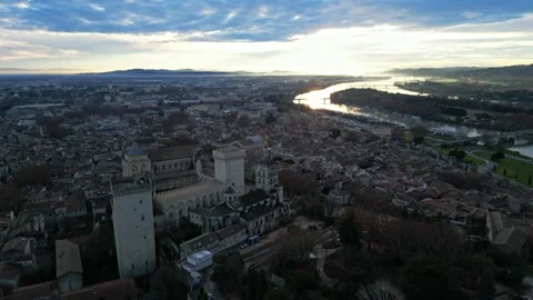 Close-up of the Palais des Papes in Avignon in France Stock Footage 296354516