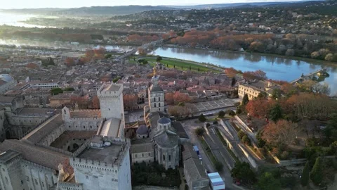 Close-up of the Palais des Papes in Avignon in France Video stock 296355367