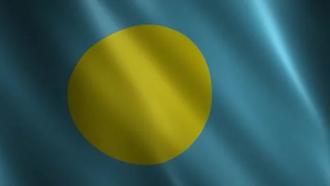 Close up of the Palau flag blowing in the wind Stockbeeldmateriaal 348691150