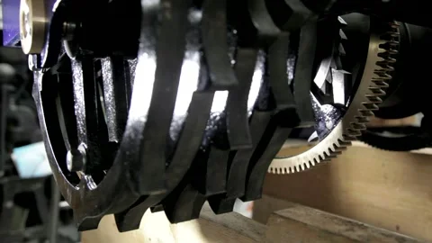 Close-up Pan Across Intricate Mechanical Clockwork Gears 스톡 동영상 345753290