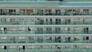 Close Up Pan Along Cruise Ship Cabins And Balconies Stock Footage