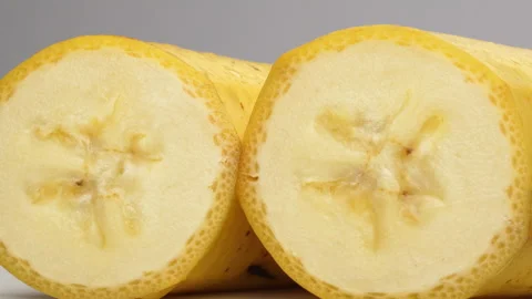 Close Up Pan Of Banana Cross Section Texture Left To Right 4K Stock Footage 322133255