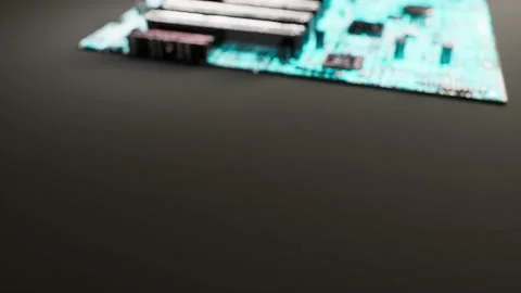 A Close up pan to CGI circuit board with data transfer Stock Footage 155304620