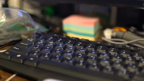 Close-up Pan of Computer Keyboard with Arabic Persian Letters Stock Footage 328728486