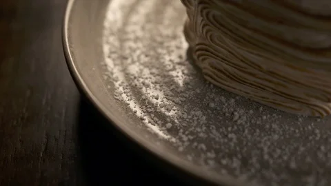 Close up pan up of meringue  Stock Footage 112660489