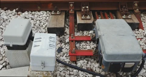 Close Up Pan of railway switch Tracks - Shallow Depth of Field Stock-Footage 151287214
