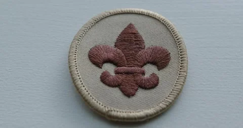 Close Up Pan Right of a Boy Scout Arm Patch Stock Footage 165220227